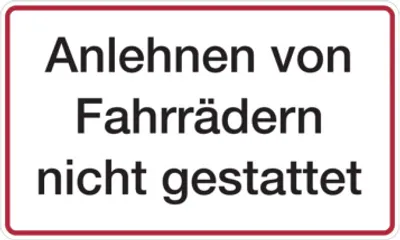 Produktbild von Dreifke® Hinweisschild, Anlehnen von Fahrrädern, 150x250mm, Folie/Aluminium, ...
