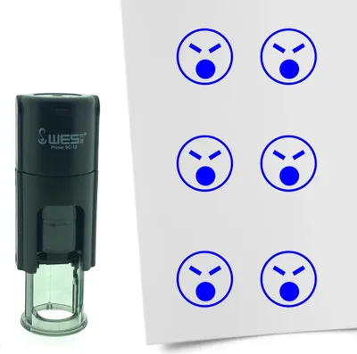 Produktbild von CombiCraft Selbstfärbender Stempel 'Wütender Smiley' in der Farbe Blau, Ø10mm
