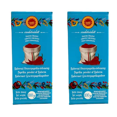 Produktbild von 2x 100g Kalocsai Paprikapulver Edelsüß (g.U.) – Im traditionellen Leinensäckchen