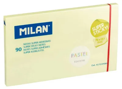 Obrázok produktu pre Samolepiace bločky SUPER STICKY PASTEL 127x76, balenie 90 ks, žltá farba