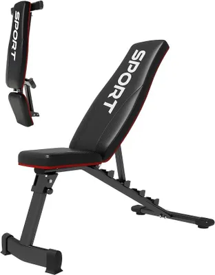 Imagen del producto de Banco de pesas ajustable para gimnasio en casa, banco de entrenamiento plegable con 5 posiciones de respaldo, capacidad de 299,4 kg, banco inclinado estable para entrenamiento de todo el cuerpo, plegado rápido en 2 segundos