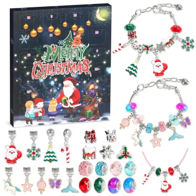 Immagine prodotto di Calendario dell'Avvento 2025 - Calendario dell'Avvento per bambini - Gioielli/Bracciali - Creatività - Regalo di Natale per ragazze - 24 sorprese - Calendario dei gioielli