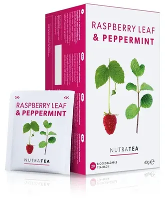 Produktbild von NutraTea Kräutertee mit Himbeerblatt und Pfefferminze, 20 Teebeutel