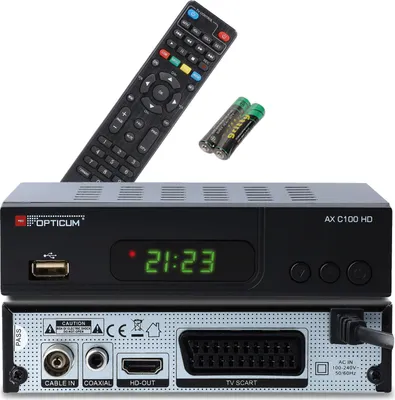 Produktbild von Opticum AX C100 HD, Kabel, Full HD, DVB-C, 4:3, 16:9, AVI, AVS, H.265, MKV, MP4, MPEG1, MPEG2, MPEG4, MPG, TS, VP8, AAC, AC3, MP1, MP3, WMA