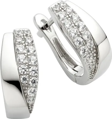 Produktbild von Zeeme Silber Ohrringe 925/- Sterling Silber 1,4cm weiß Zirkonia weiß 471210056
