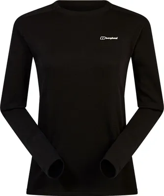 Schwarzes Langarm-T-Shirt "Ivyhill Crew" von Berghaus für Damen; geeignet für Freizeit und Outdoor-Aktivitäten.
