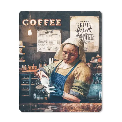 Produktbild von MuchoWow® Mauspad Mousepad Cappuccino - Vermeer - Milchmädchen - Barista - Kaffee - Vintage 30x40 cm - Mousepads - Maus Mat - Pad - Mausunterlage - Mausmatten