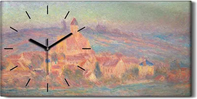Produktbild von Wandbild Leinwand Bilder Wanduhr 60x30 Gemälde Vetheuil bei Sonnenuntergang - schwarze Hände