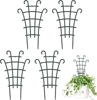 Image de Supports en plastique pour plantes grimpantes, lot de 4, pour pots de fleurs – Tiges de support et treillis pour plantes grimpantes