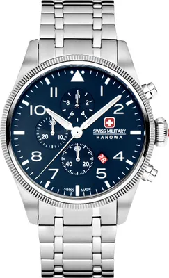 Produktbild von SWISS MILITARY HANOWA Herrenuhr Quarzuhr silber / blau onesize Herren 43 SMWGI0000403, SMWGI0000404, SMWGI0000431