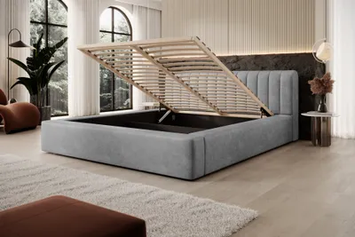 Produktbild von Polsterbett Doppelbett PEORIA 140x200cm in Stoff Macau Grau
