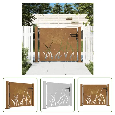 Produktbild von The Living Store Gartentor 105x80 cm Cortenstahl Gras-Design
