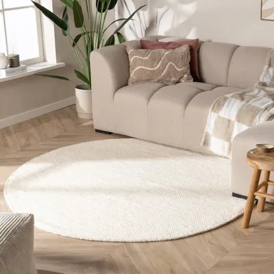Image de Volero - Tapis en laine rond - Feline Blanc - Ø 200 cm