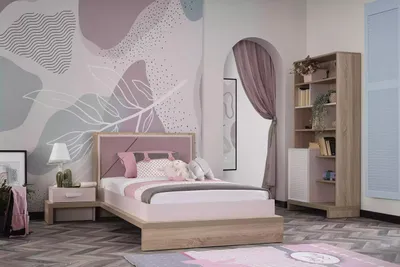 Immagine prodotto di Letto per bambini Letto per camera dei bambini Comodino in legno Set di mobili per bambini rosa 3 pezzi