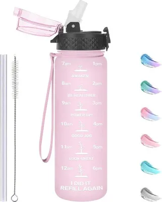 Produktbild von Famanu Trinkflasche 500ml mit Strohhalm - BPA-frei und auslaufsicher