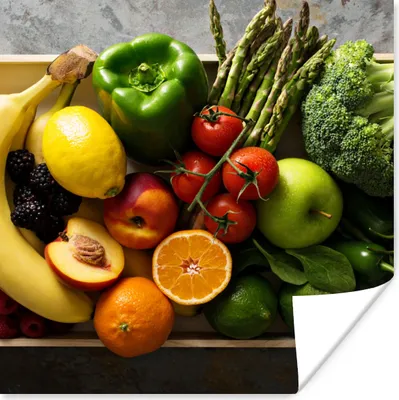 Produktbild von MuchoWow® Poster Kiste - Obst - Regenbogen 50x50 cm - Wohnzimmerdekoration