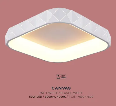 Produktbild von LED Deckenleuchte CANVAS 50W, 4000K, weiß, L: 60 B: 60 H: 12,5 cm, dimmbar
