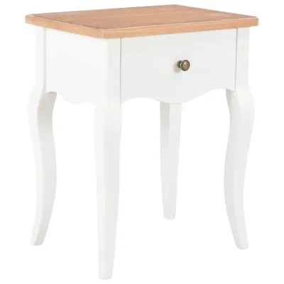 Produktbild von Möbel Nachttisch Weiß und Braun 40 x 30 x 50 cm Kiefernholz Massiv - Nachttische & -schränke 280006