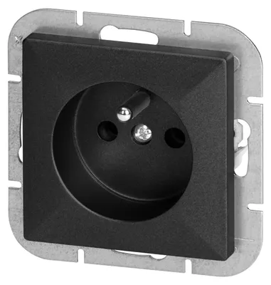Produktbild von Einbausteckdose 2P+T, 16A, 250V - Schwarz