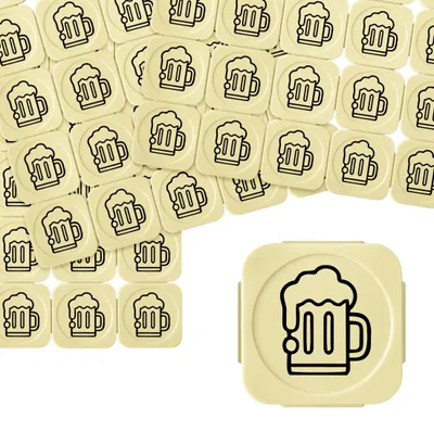 Produktbild von CombiCraft Eventchips in Pastellgelb - 100 Chips - mit Bierkrug-Aufdruck