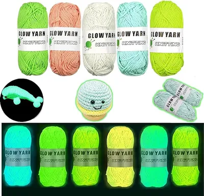 Produktbild von 5 Stück Leuchtendes Handstrickgarn, Leuchtwolle Glow In The Dark, 50G DIY Stoff Polyester Handstricken, Handstrickgarne