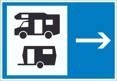 Produktbild von Wohnmobil- und Wohnwagenplatz rechts Symbol Schild A3 Rückseite selbstklebend