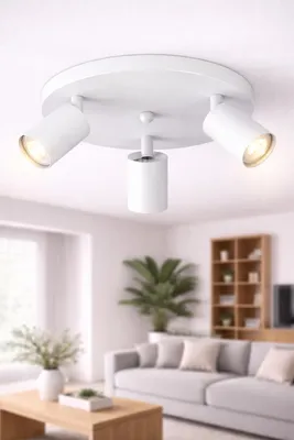 Image de Spot LED rond à 3 ampoules GU10, orientable à 350° – spot de plafond moderne blanc Braytron