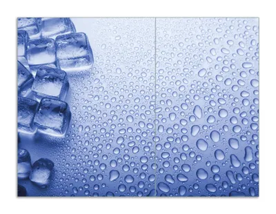 Produktbild von Wallario Herdabdeckplatte aus Glas, Größe 70 x 52 cm 2-teilig, Motiv Wassertropfen auf Glas