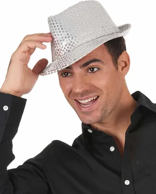 Immagine prodotto di Cappello in paillettes per feste argento - taglia unica