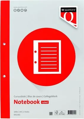 Image de Quantore - Bloc-notes A4 ligné avec marge 100 feuilles 80 g | 5 pièces