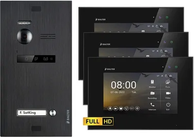 Produktbild von BALTER EVO HD Unterputz Schwarz 2-Draht 3x 7" Schwarz Video Türsprechanlage Set für 1 Familienhaus