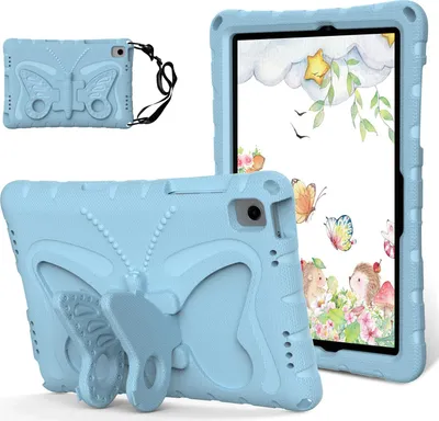 Obrázek produktu pro Dětské pouzdro pro Samsung Galaxy Tab A11 Plus/ A11+ 11" 2025, lehké EVA pouzdro proti nárazům s ramenním popruhem a motýlkovým stojánkem Světle modrá