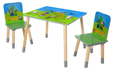 Immagine prodotto di MINECRAFT - Set di sedute, composto da un tavolo e due sedie, mobili per bambini dal design colorato