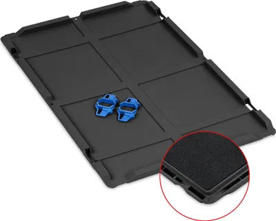 Produktbild von Auflagedeckel Set Eurobox NextGen mit Schaumstoff und 4 blaue Schiebeschnappverschlüsse | BxT 40x60cm | Schwarz | Eurobehälter, Transportbox, Transportbehälter, Stapelbehälter