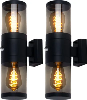 Produktbild von 2er Set Außenlampe, Up and Down Strahler, Edelstahl, schwarz, H 42cm