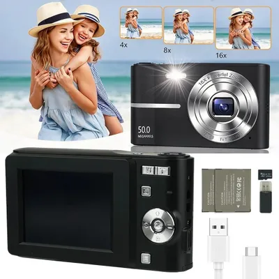 Produktbild von 2.4 Zoll Digitalkamera,1080P Vlogging-Kamera,Kompaktkamera mit 16-Fachem Zoom