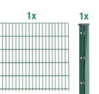 Obrázek produktu pro Alberts 645526 Doppelstabmattenzaun als Zaun-Komplettset, kunststoffbeschichtet, grün, Höhe 103 cm, Länge 2,5 m