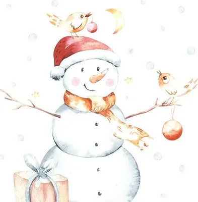 Produktbild von 20 Servietten Snowy & Birds - Glücklicher Schneemann 33x33cm