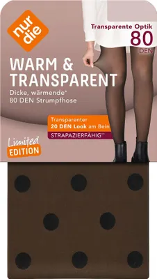 Produktbild von NUR DIE Damen Feinstrumpfhose Warm & Transparent Print 2-Pack polkadots - Größe 44-48