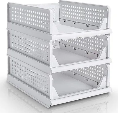 Produktbild von Famanu Garderobe-Organizer stapelbar - Kledingaufbewahrungsbox - Beige - 43x33x14cm