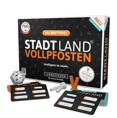Produktbild von Denkriesen DENKRIESEN - STADT LAND VOLLPFOSTEN® Brettspiel + Junior Erweiterung