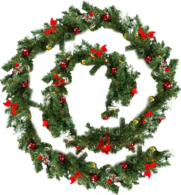 Imagen del producto de Guirnalda navideña Jayseuw con 100 LEDs, ideal para interiores y exteriores, de 5 metros de longitud, con adornos navideños y luz cálida