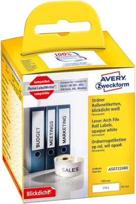 Obrázek produktu pro Avery AS0722480, Bílá, Obdélník, Permanentní, 59 x 190 mm, Rolle, Papír