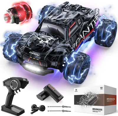 Image de Voiture de course radiocommandée, échelle 1:14, vitesse de 75 km/h, camion monstre 4x4 à moteur brushless, avec 2 batteries