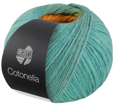 Produktbild von Lana Grossa - Cotonella 0014 graugrün braun goldgelb sonnengelb pastellblau pfirsich grünbeige türkis