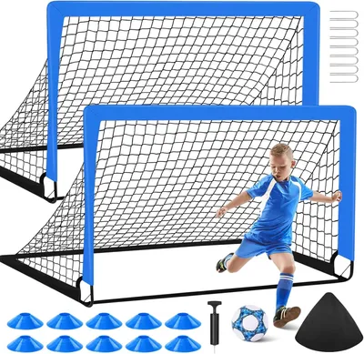 Imagen del producto de Portería de fútbol para niños, de 2 piezas, con dimensiones de 1,2 x 0,9 metros, incluye balón, ideal para jardín y juegos