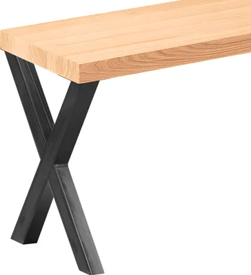 Produktbild von LAMO Manufaktur Sitzbank Esszimmer Holzbank 30x80x47cm, Möbelfüße Design Rohstahl mit Klarlack / Natur