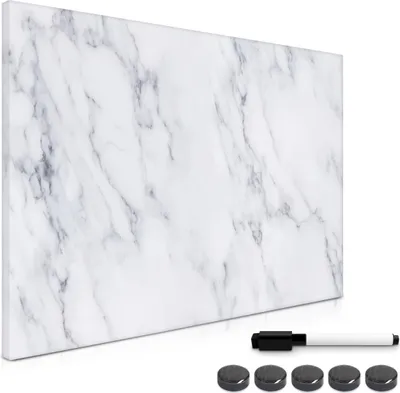Produktbild von Navaris Magnettafel Magnetpinnwand Memoboard zum Beschriften - 60x40 cm Notiztafel div. Designs - Tafel abwaschbar mit Halterung Magneten Stift