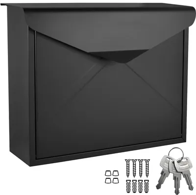 Produktbild von Alsten Tech Designer Briefkasten Wandbriefkasten Postkasten für Haus und Büro A4/C4 geeignet mit 3 Schlüssel, Schwarz Matt RAL 9017