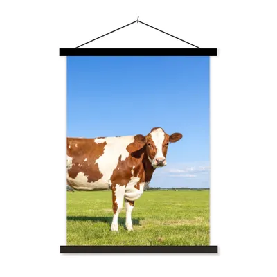 Produktbild von MuchoWow® Textilposter Kühe - Bauernhof - Gras - Natur - Tiere 40x53 cm mit schwarzem Rahmen - Abbildung